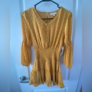 Chelsea & Violet Mustard Smocked Kids Dress